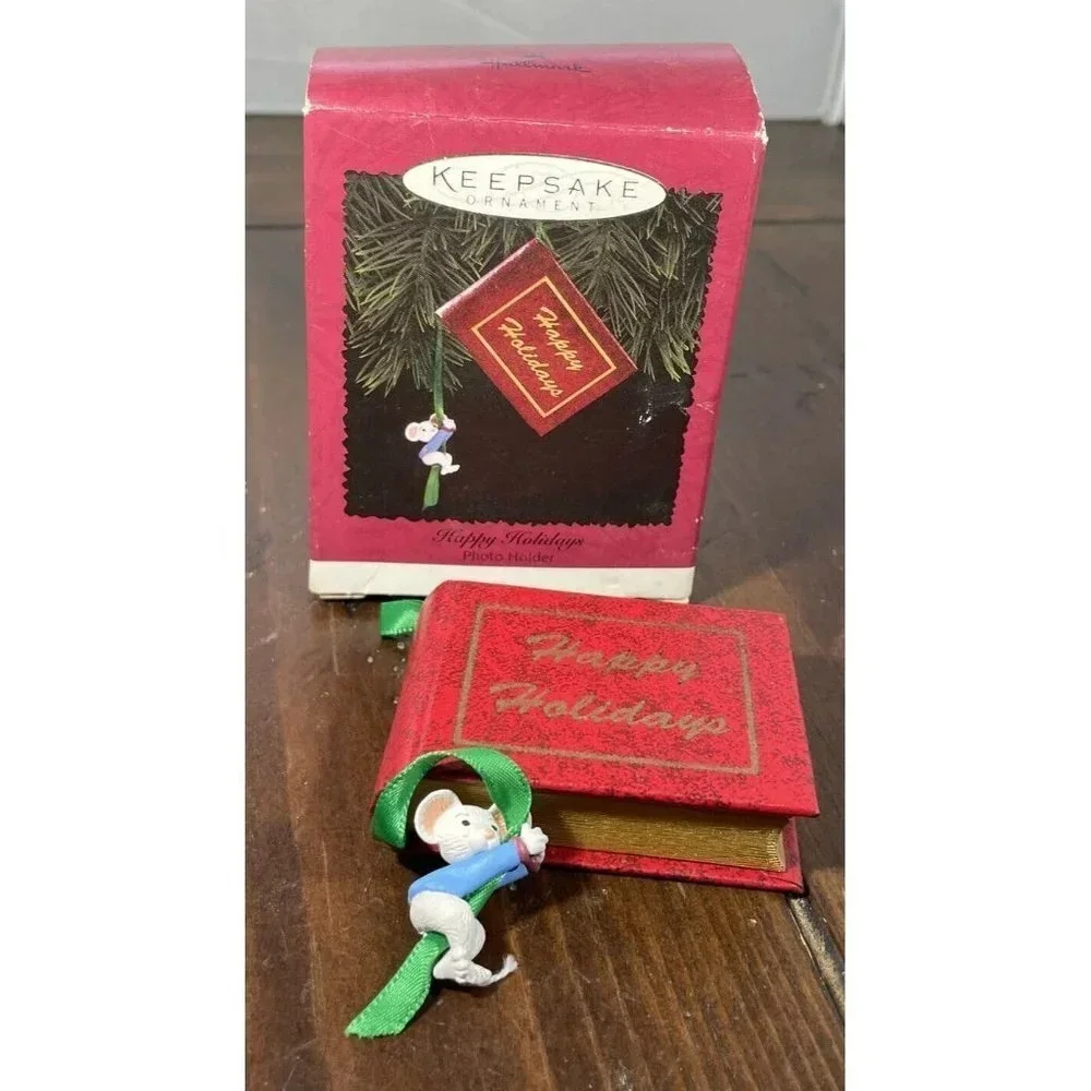 Hallmark Keepsake‎ Christmas Ornament Happy Holidays Photo Holder Mouse 1995